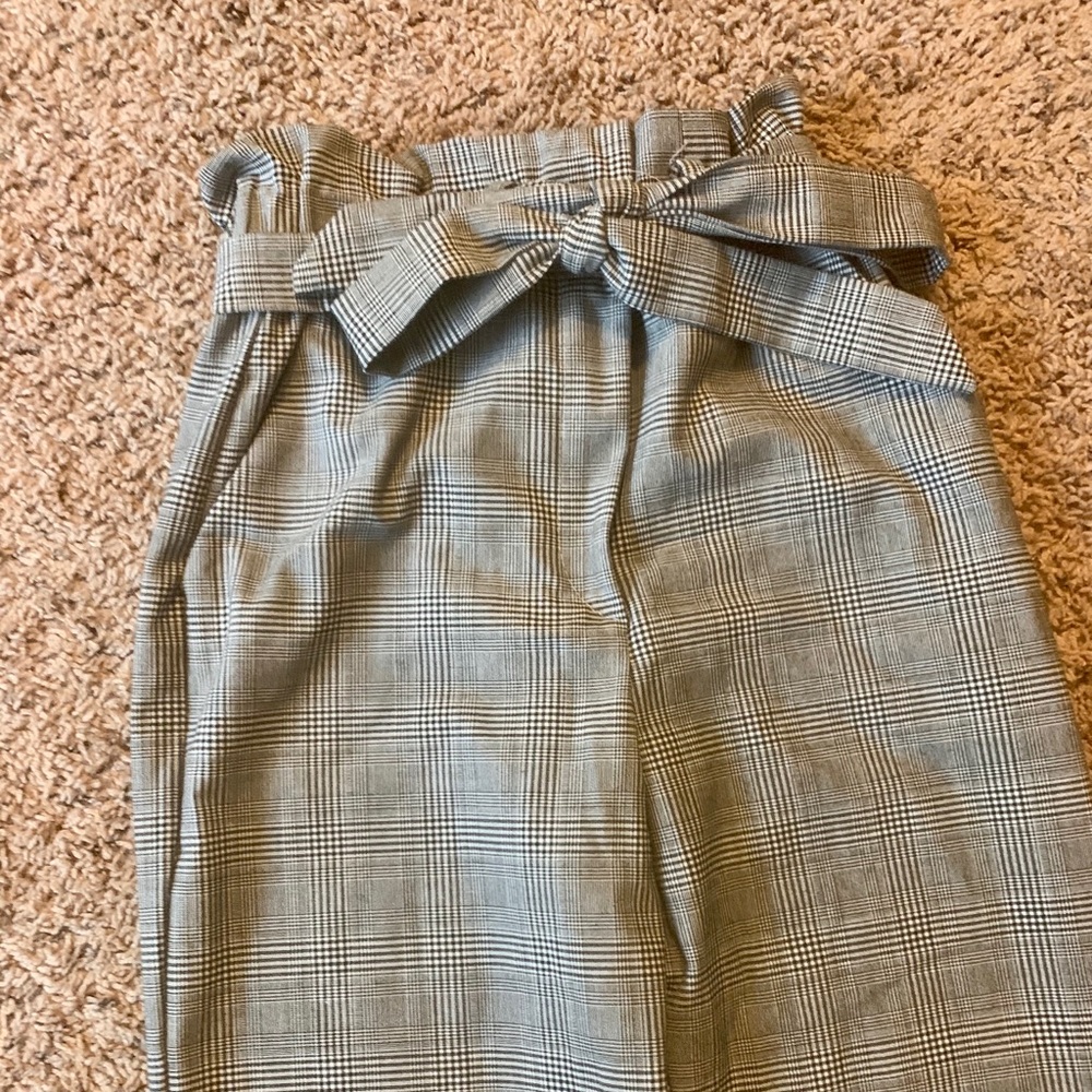 H&M High Waist Plaid Tapered Trousers